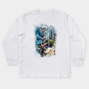 Athens watercolor art #athens Kids Long Sleeve T-Shirt